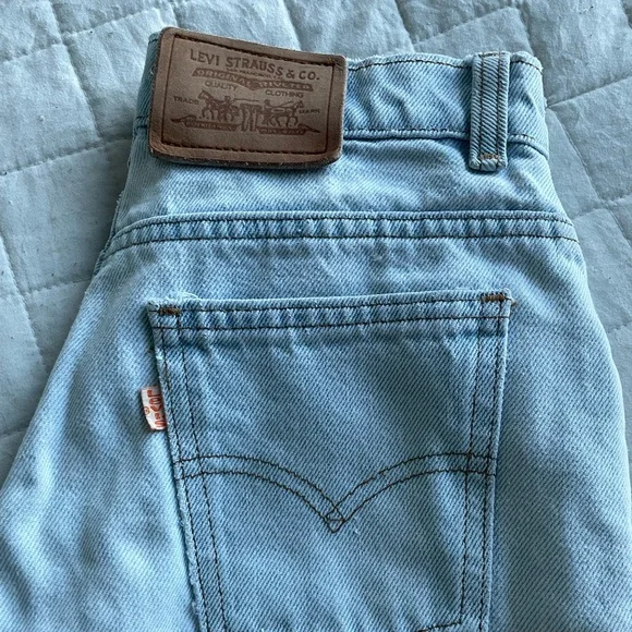 RARE Vintage 1980s White & Orange Tab Ultra Light Wash Levi’s Jeans 26W - Picture 3 of 6